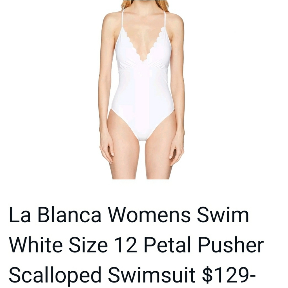 NWT LA BLANCA SCALLOPED SWIM BATHING designer 👀 $129 MSRP - Picture 5 of 8